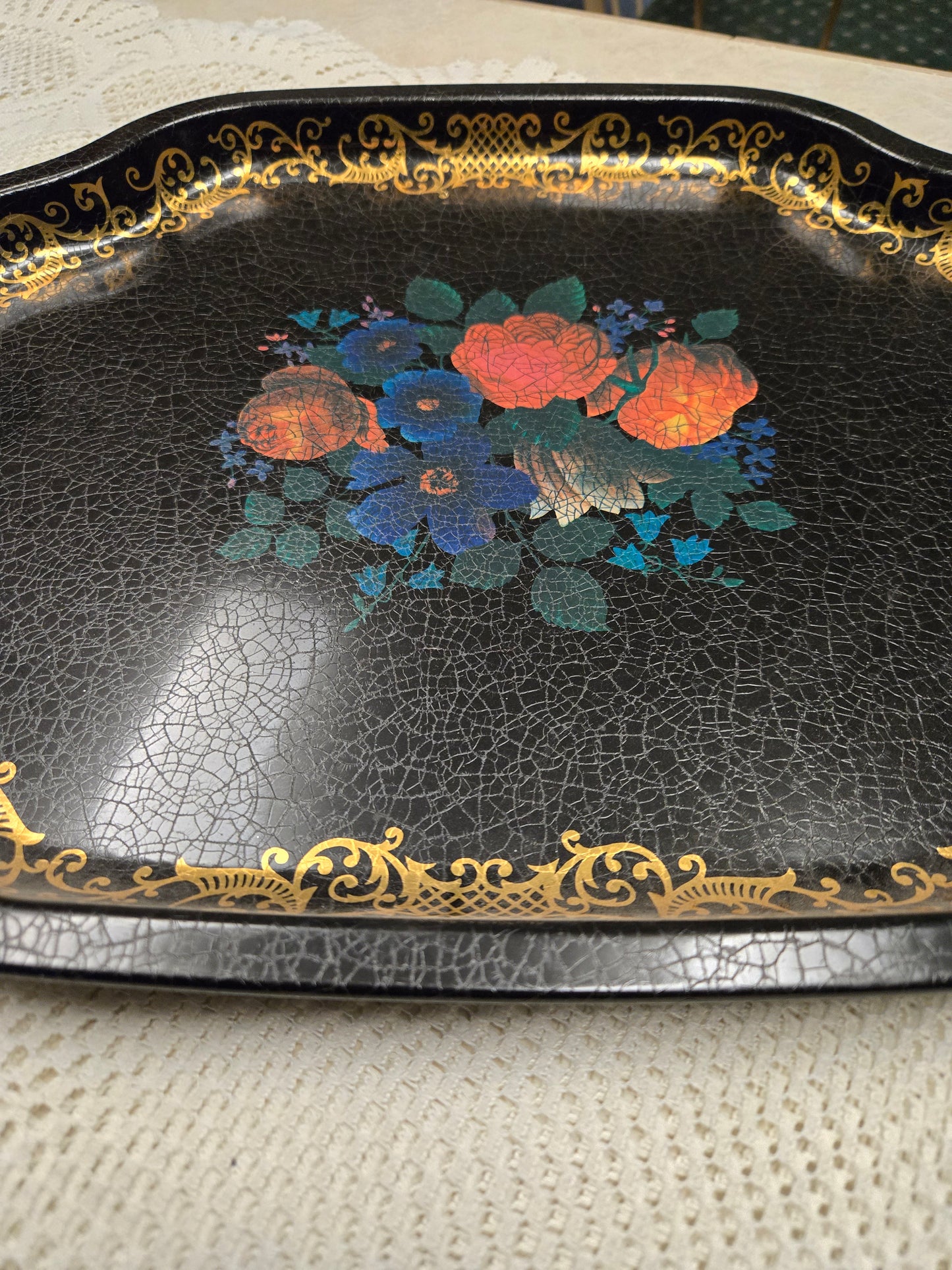 Floral Toleware English Tray