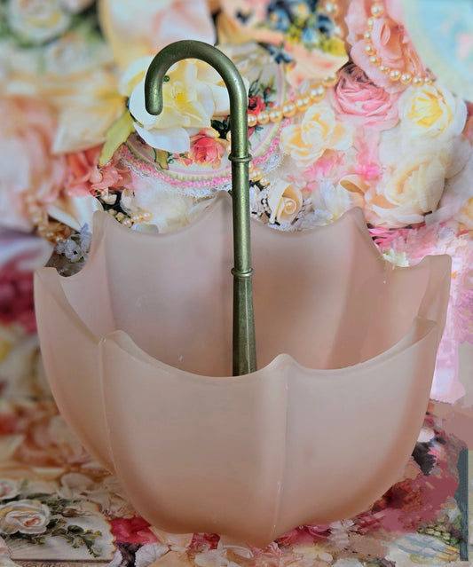 Pink Frosted Glass Umbrella Decor