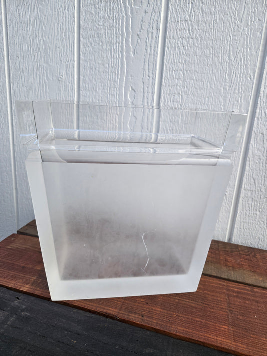 Mid Century Frosted Lucite Waste Bin