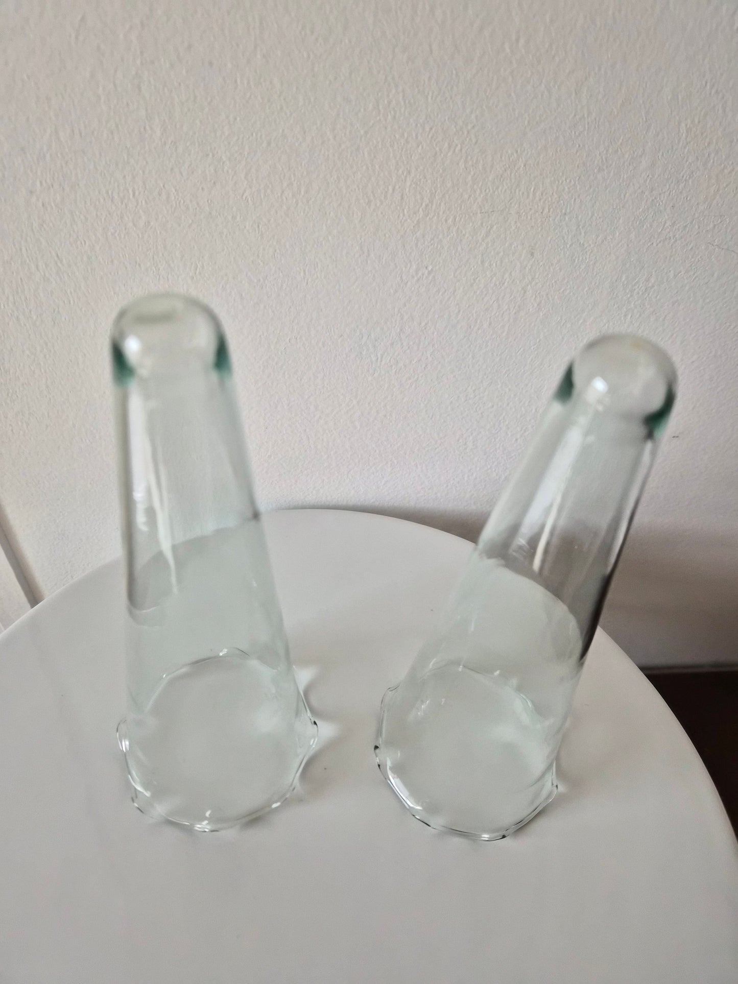 Brass Art Nouveau-Style Wall Sconces w/Glass Trumpet Vases