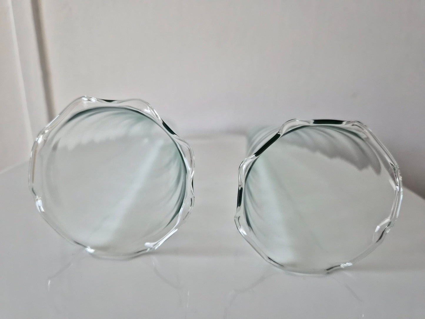 Brass Art Nouveau-Style Wall Sconces w/Glass Trumpet Vases