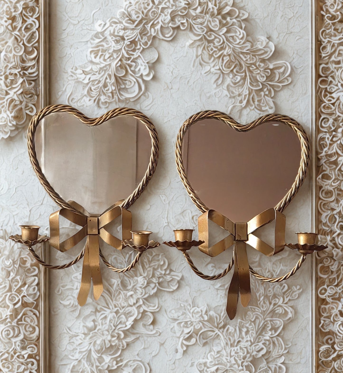 *Sold* Heart Wall Mirror Candle Sconces