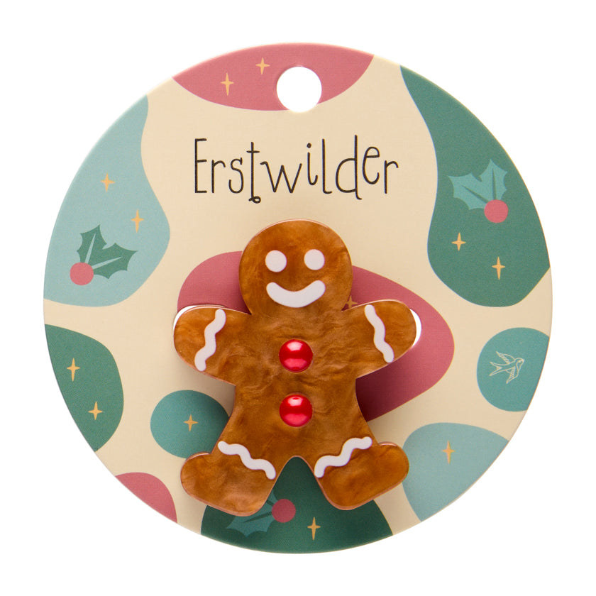 Erstwilder Gingerbread Man Simplified Mini Brooch