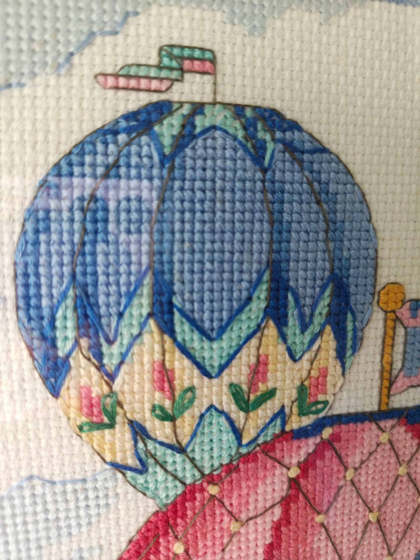 Framed Cross-Stitch Hot Air Baloons