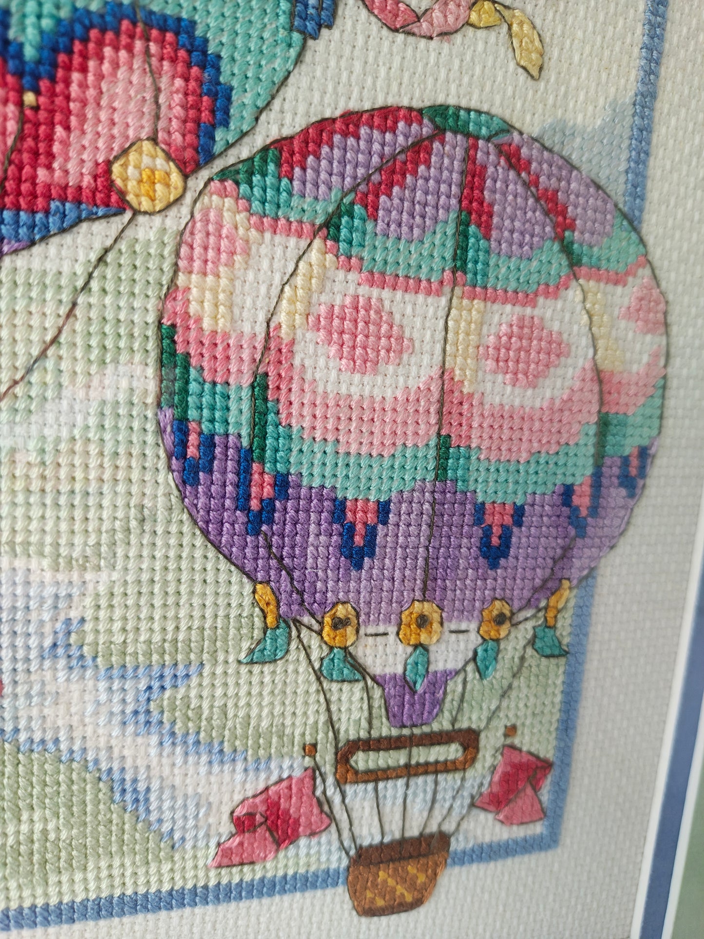 Framed Cross-Stitch Hot Air Baloons