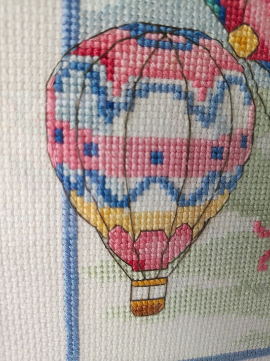 Framed Cross-Stitch Hot Air Baloons