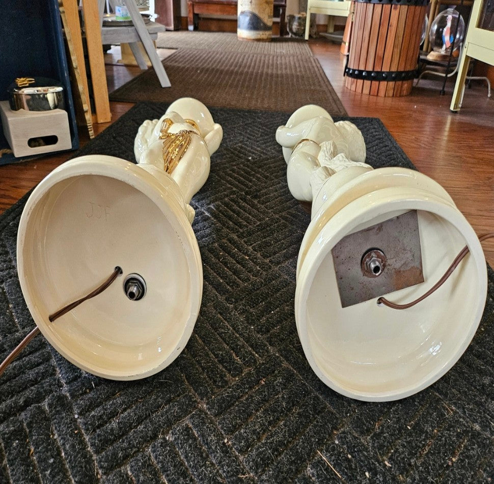 Cherub Porcelain Ceramic Table Lamps