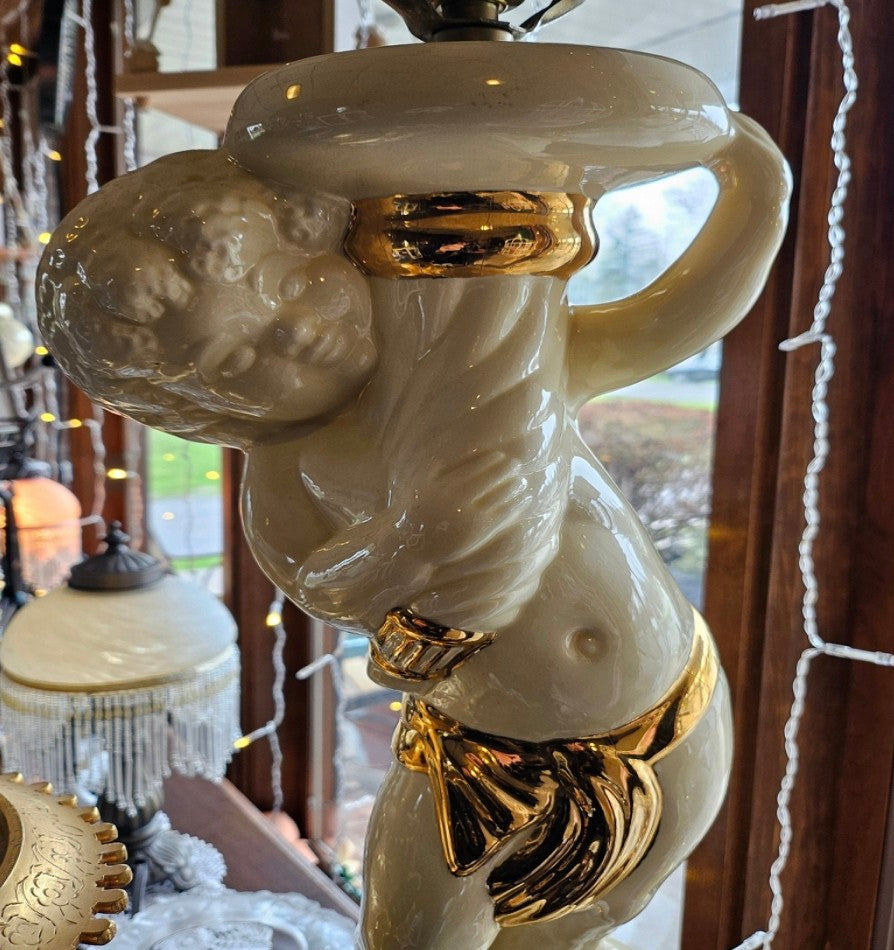 Cherub Porcelain Ceramic Table Lamps
