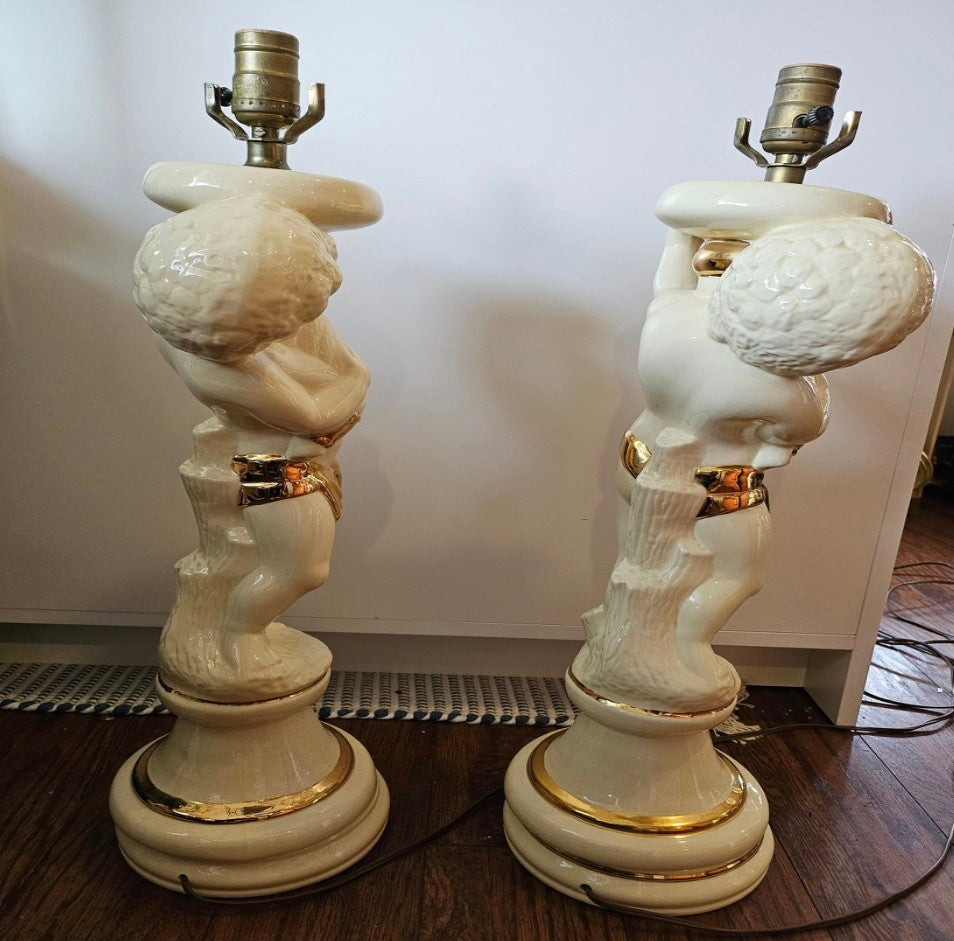Cherub Porcelain Ceramic Table Lamps