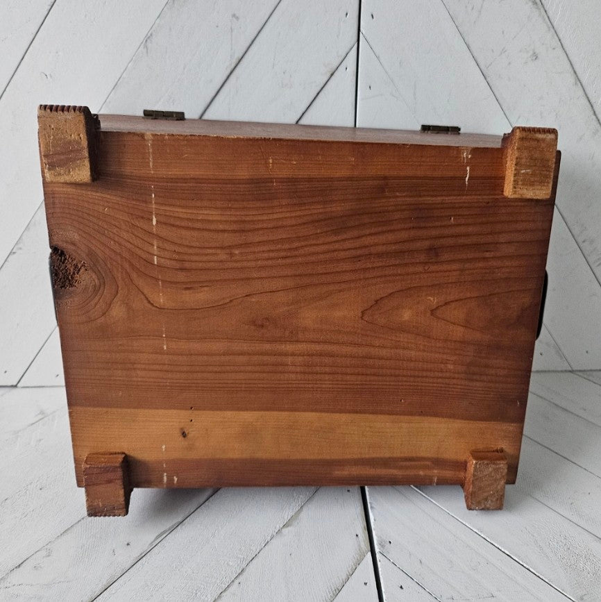 Carved Wood Leather Motif Jewelry Box