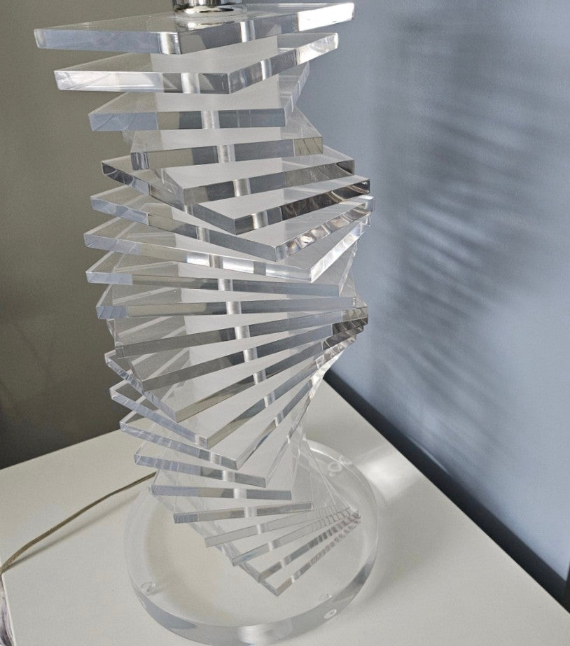 Vintage Helix Clear Lucite Table Lamp
