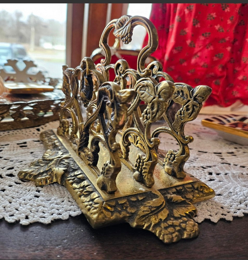 Ornate Vintage Brass Letter Mail Napkin Holder