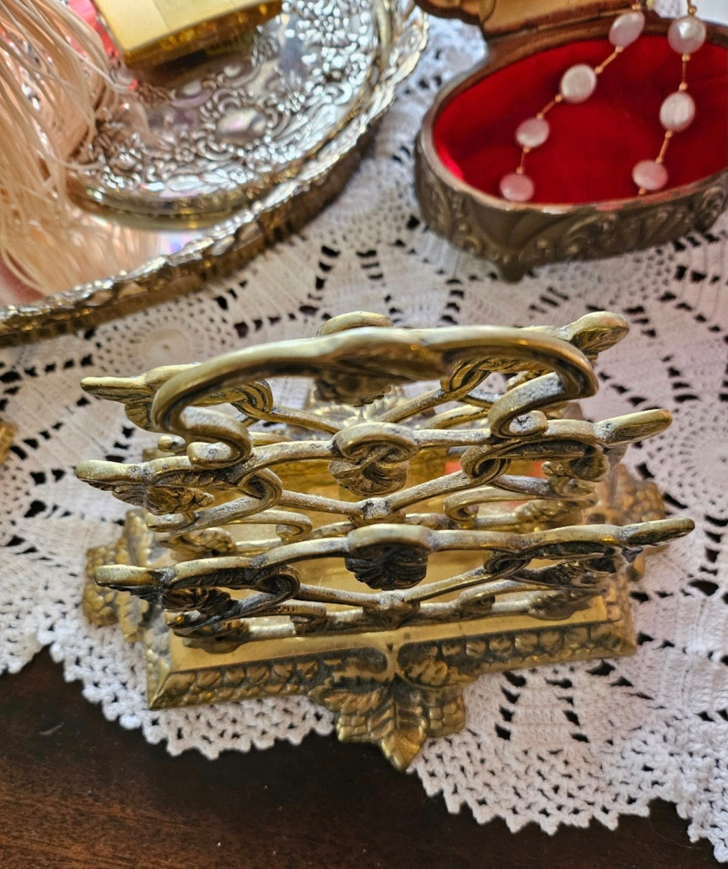 Ornate Vintage Brass Letter Mail Napkin Holder