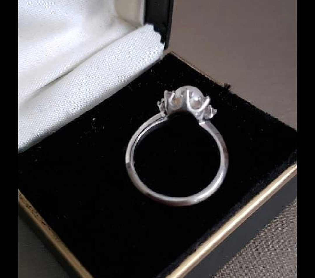 Vintage Estate Pearl and Halo Diamond Ring 18K - Local Pickup Only