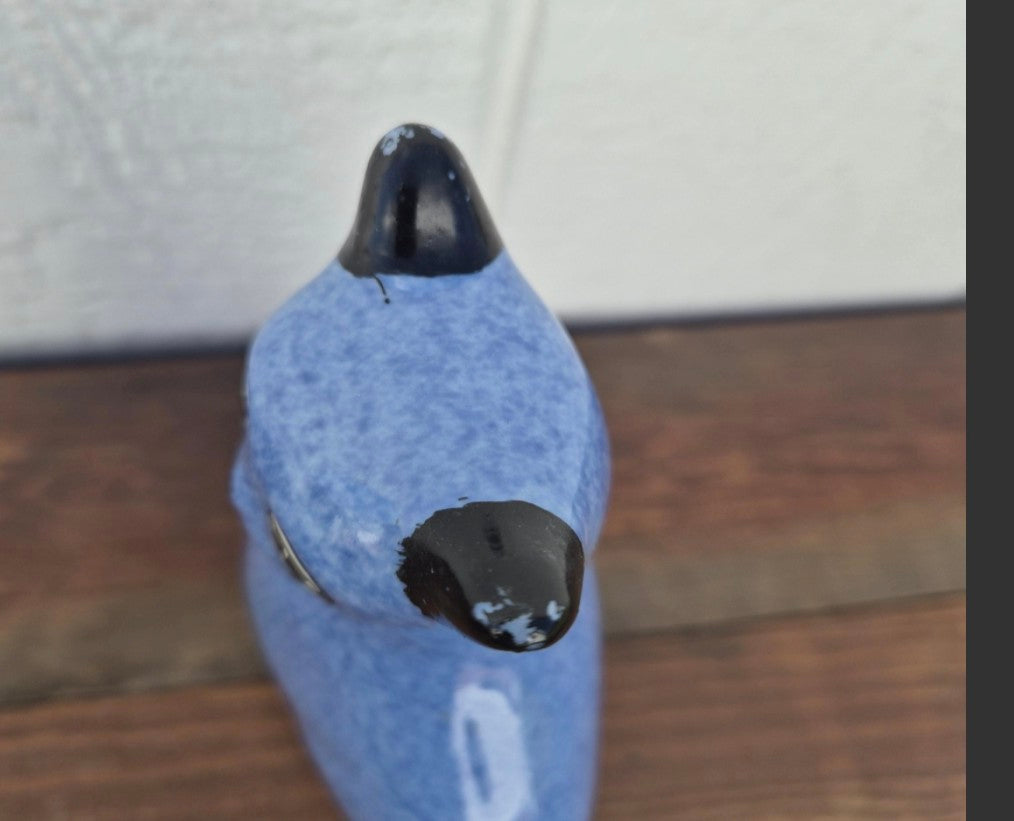 Ceramic Blue Speckled Cat Figurine