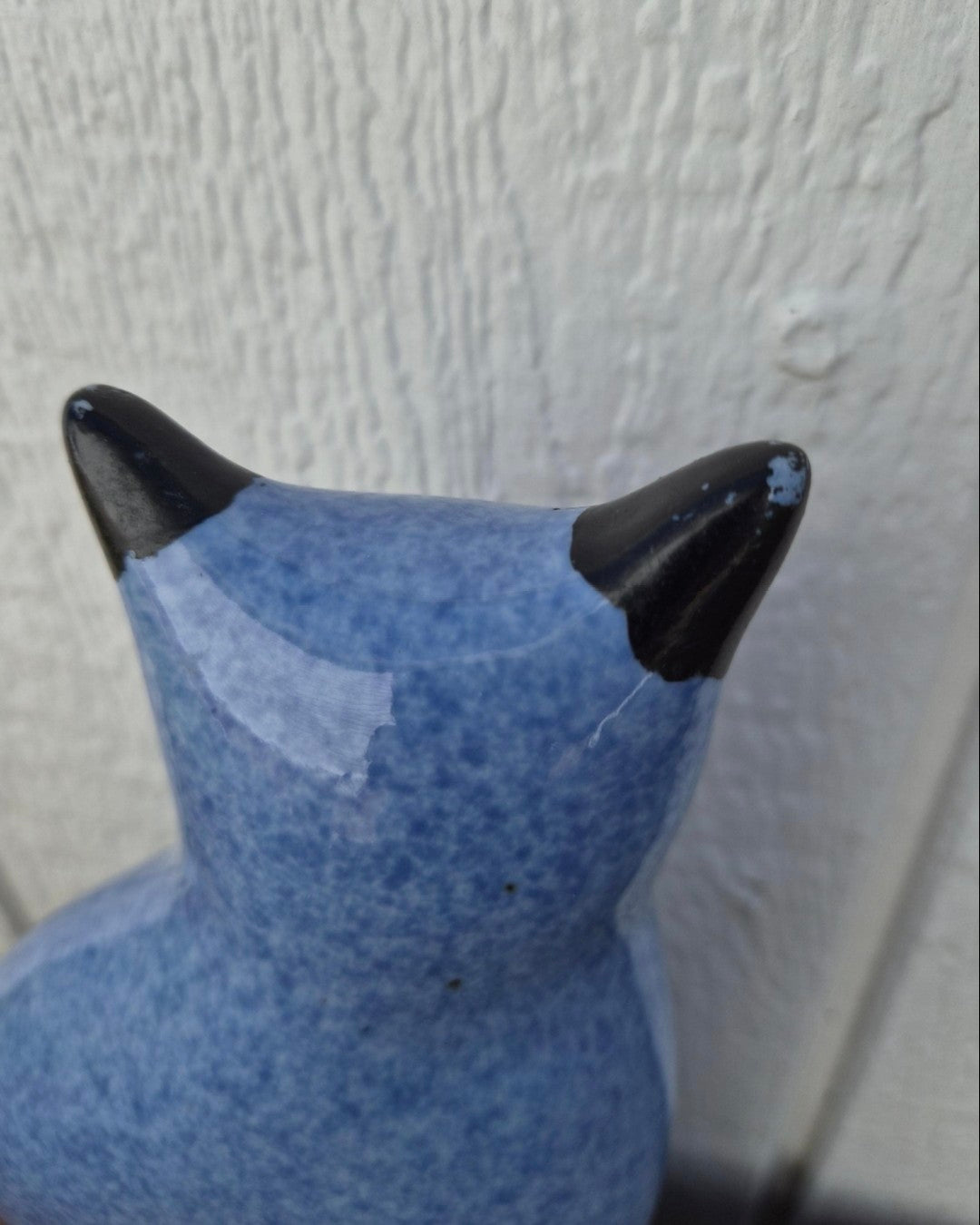 Ceramic Blue Speckled Cat Figurine