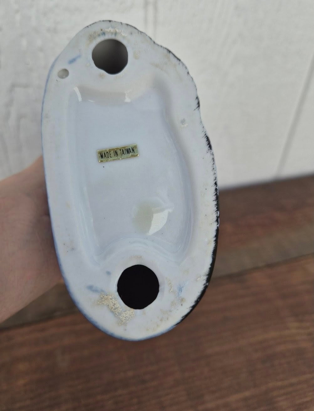 Ceramic Blue Speckled Cat Figurine