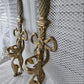 Brass Art Nouveau-Style Wall Sconces w/Glass Trumpet Vases