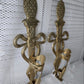 Brass Art Nouveau-Style Wall Sconces w/Glass Trumpet Vases