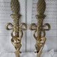 Brass Art Nouveau-Style Wall Sconces w/Glass Trumpet Vases