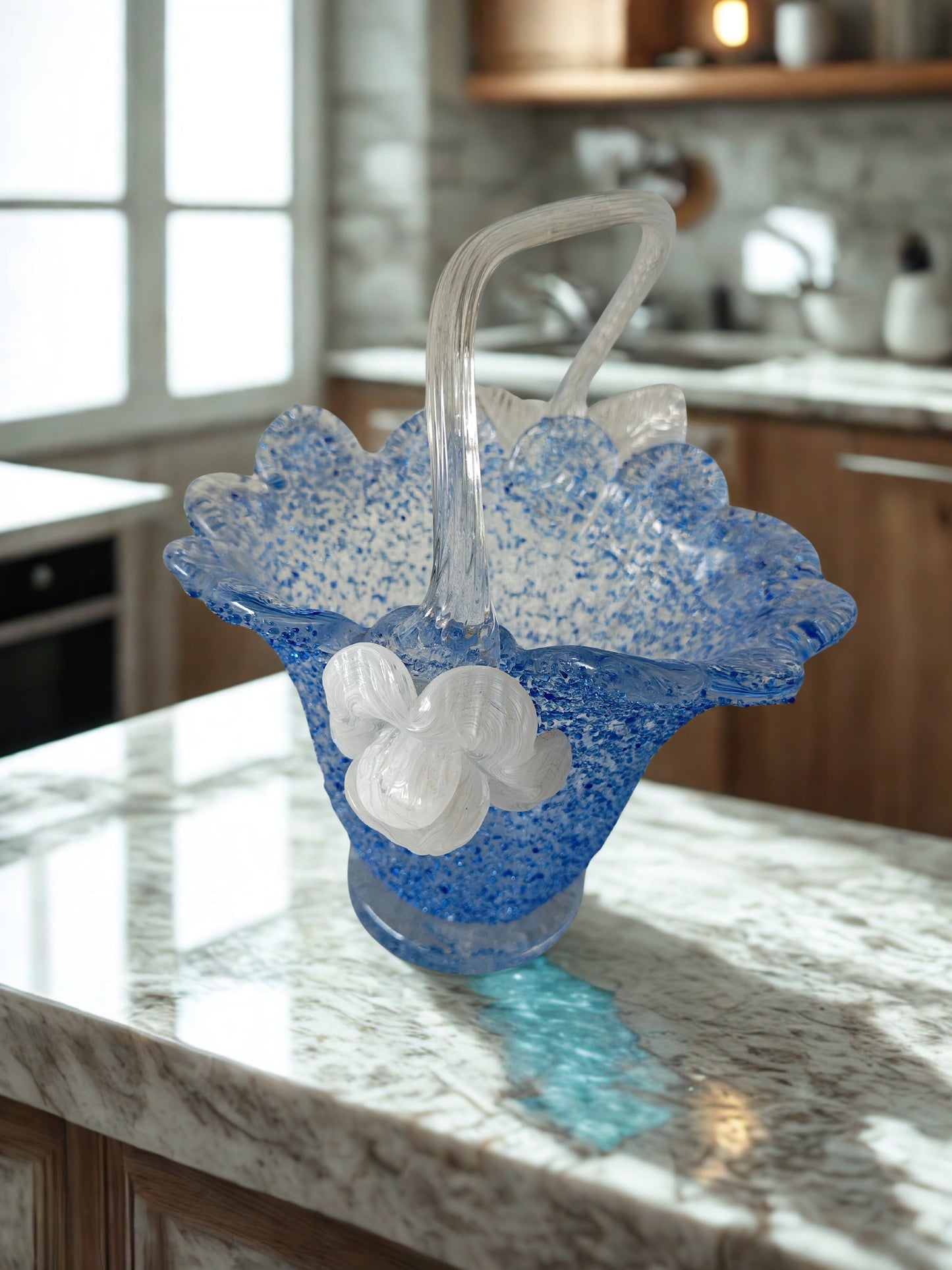 Fratelli Toso Art Glass Basket Vase