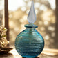 Blue Green Threaded Glass Perfume Bottle - Signed