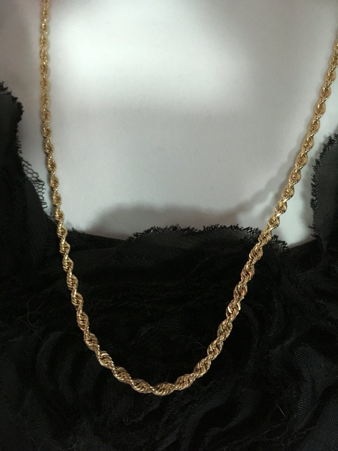 Estate 14K Yellow Gold Diamond Cut Rope Chain Necklace  *In-person pickup only*