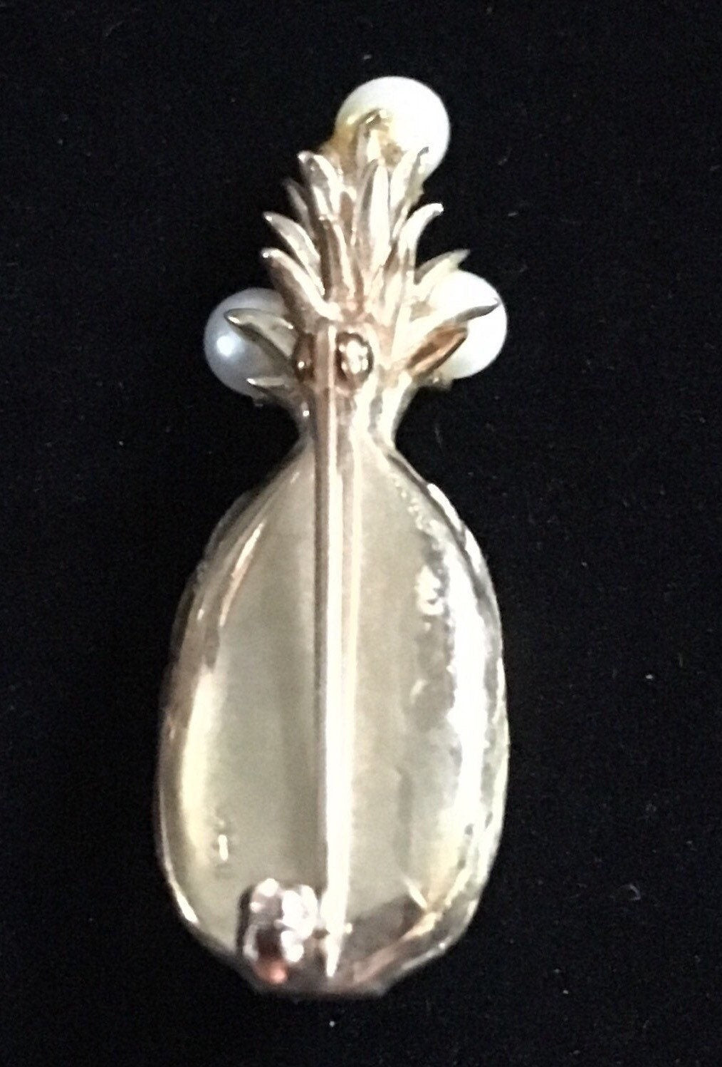 Estate 14K Yellow Gold Satin Brushed Pineapple Pin Brooch with Pearls - In-person Pickup Only