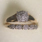 Vintage Diamond Pave Engagement Ring w/Matching Yellow Gold Pave Band 14K