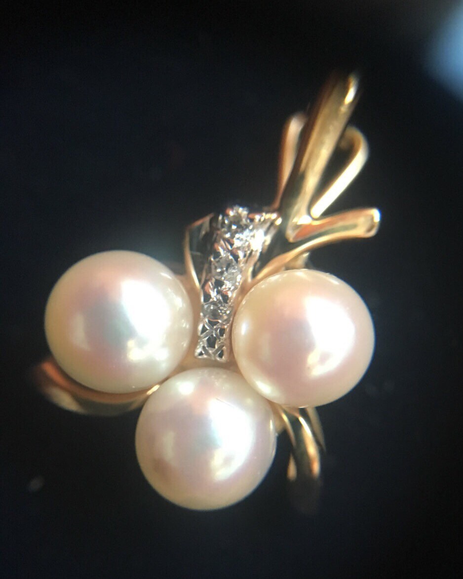 Cultured Pearl and Diamond Accent 14K Yellow Gold Pendant