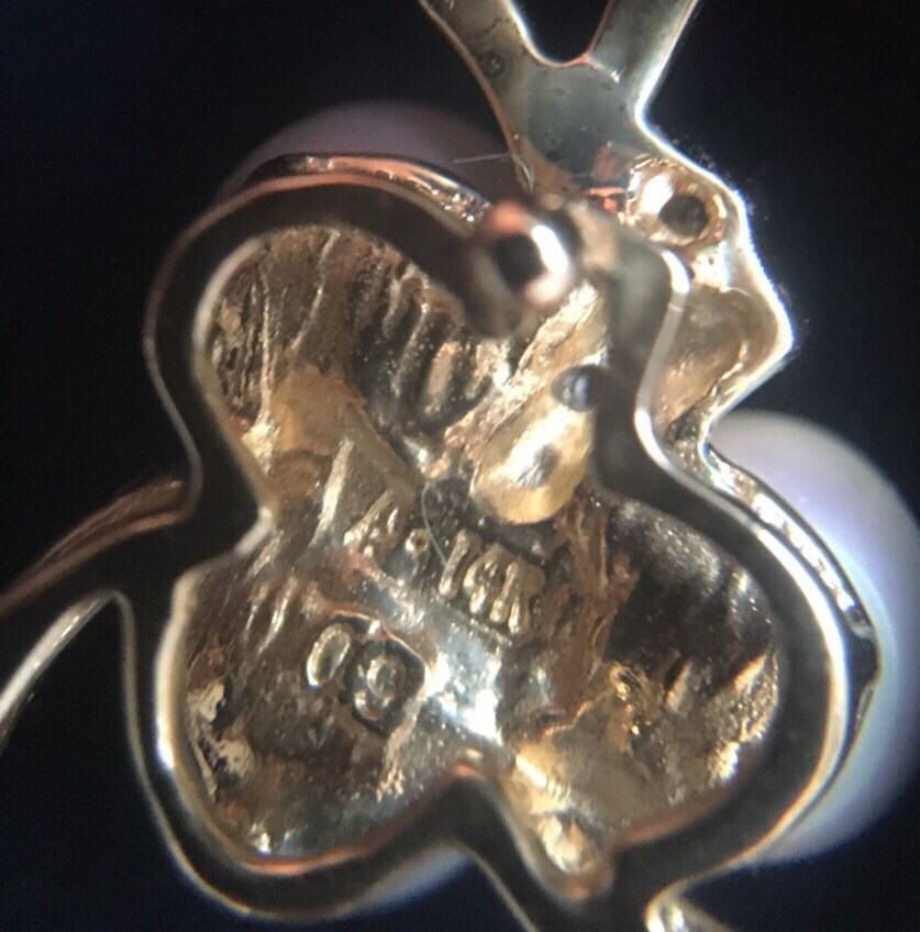 Cultured Pearl and Diamond Accent 14K Yellow Gold Pendant