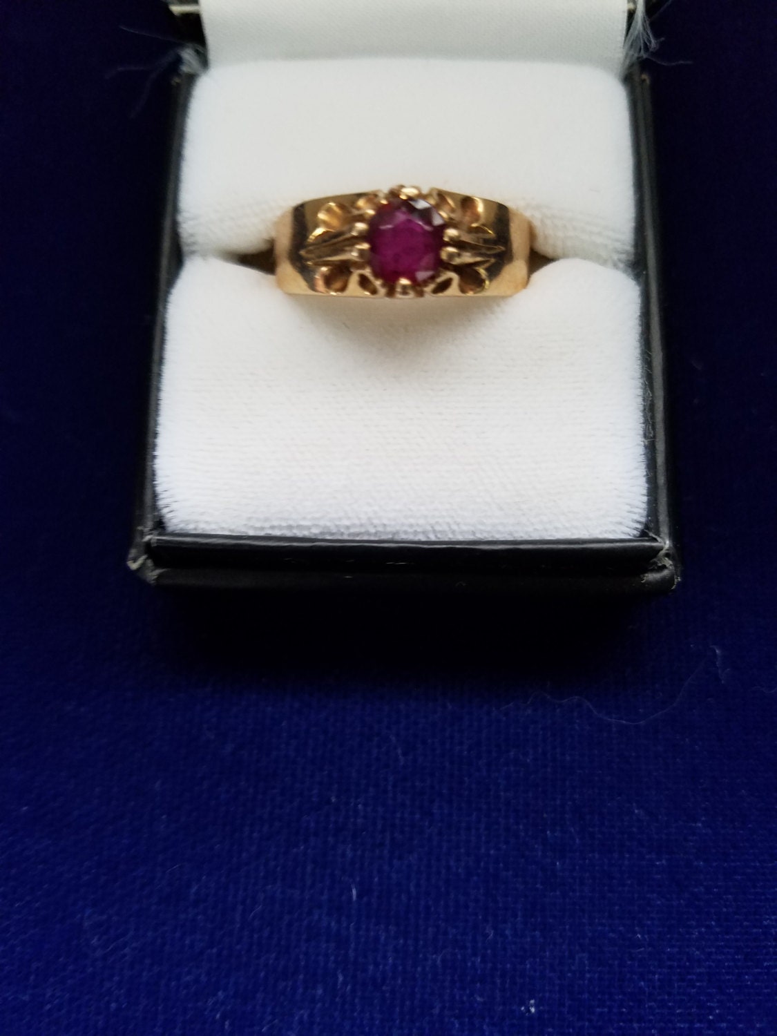 Estate Solitaire Ruby and 14K Yellow Gold Cocktail Ring *Local pickup Only*