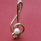 Krementz Pearl Music Clef Pin/Brooch