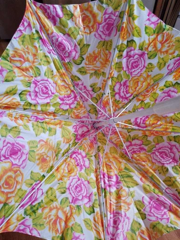 Vintage Pink and Yellow Floral Umbrella