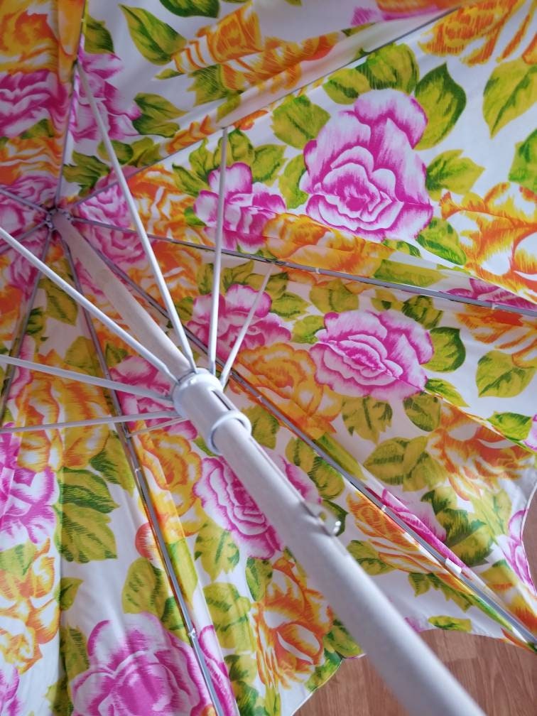 Vintage Pink and Yellow Floral Umbrella