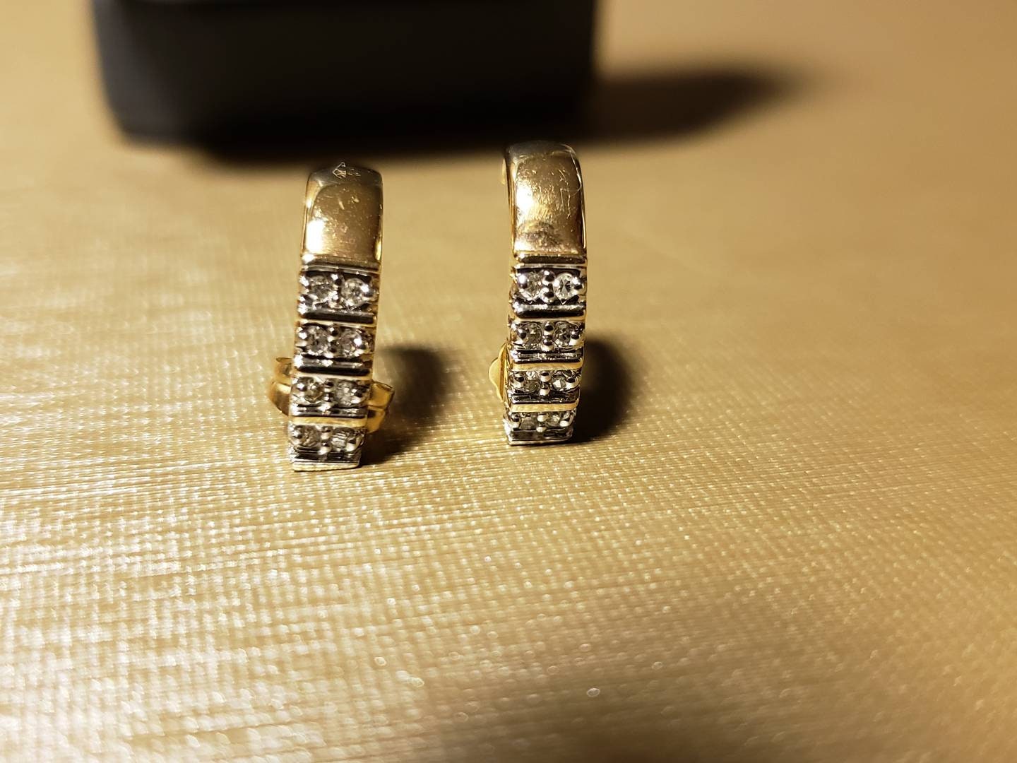 Vintage Estate Diamond Accent Cuff Earrings 14K