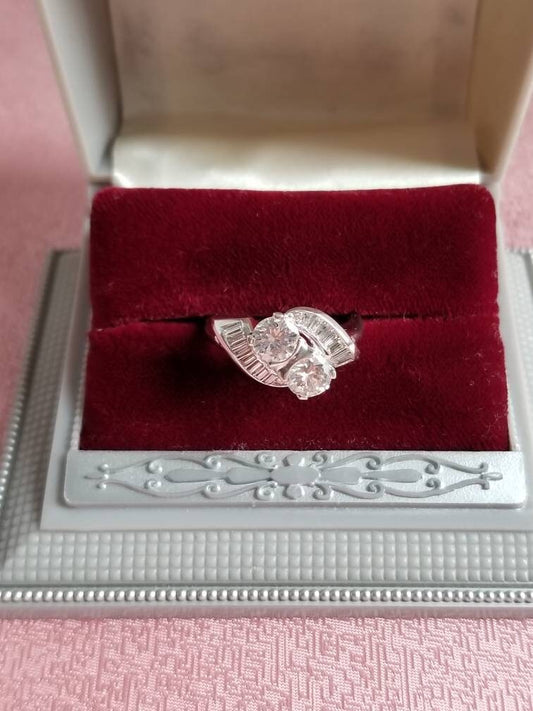 Vintage Old Mine Cut Dual Diamond Cocktail Ring