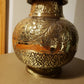 Vintage Ornate Brass Bulbous Floral Motif Vase