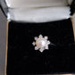 Vintage Estate Pearl and Halo Diamond Ring 18K - Local Pickup Only