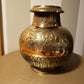 Vintage Ornate Brass Bulbous Floral Motif Vase