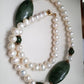 Pearls and Oval Jade Necklace