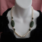 Pearls and Oval Jade Necklace