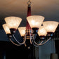 Mid Century Wood Pewter Chandelier