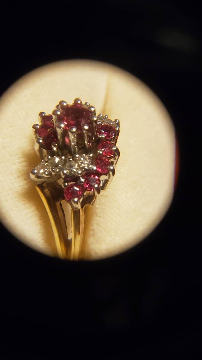 Estate Ruby and Diamond Cocktail Ring - Local Pick Up