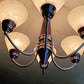 Mid Century Wood Pewter Chandelier