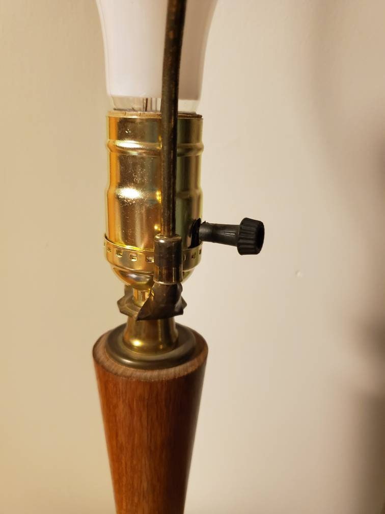 Mid Century Ceramic and Teak Lamp