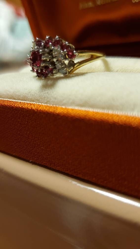 Estate Ruby and Diamond Cocktail Ring - Local Pick Up