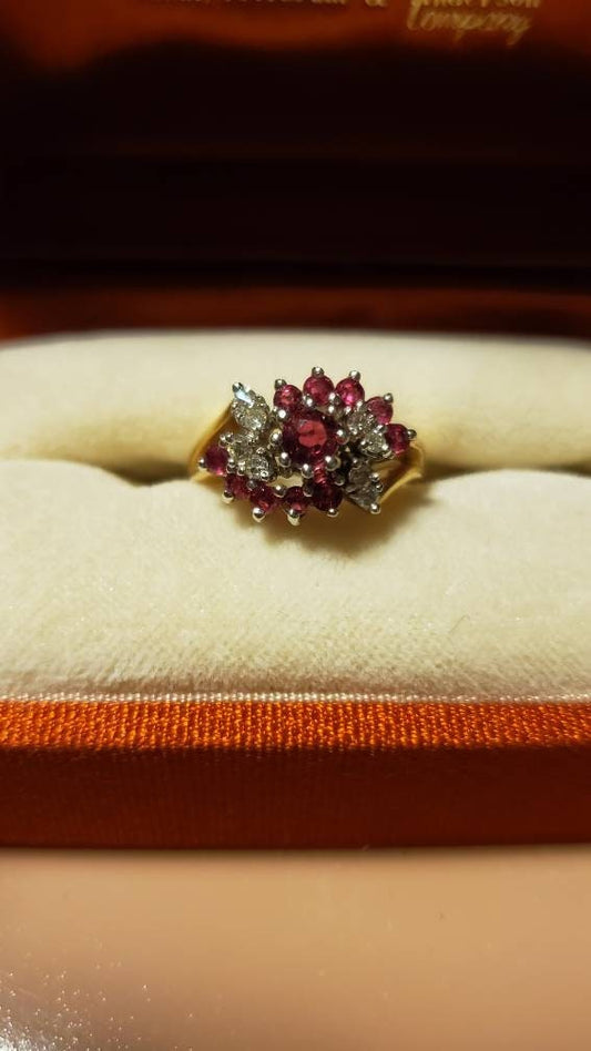 Estate Ruby and Diamond Cocktail Ring - Local Pick Up