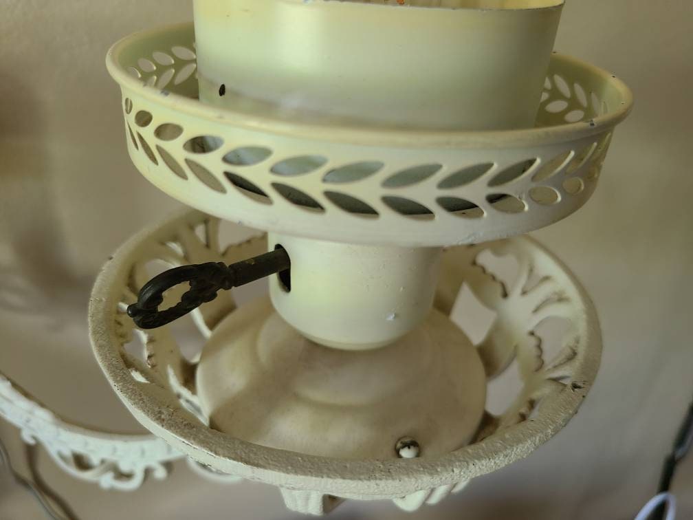 Victorian Repurposed Cast Iron Oil Lamp Holder and Light