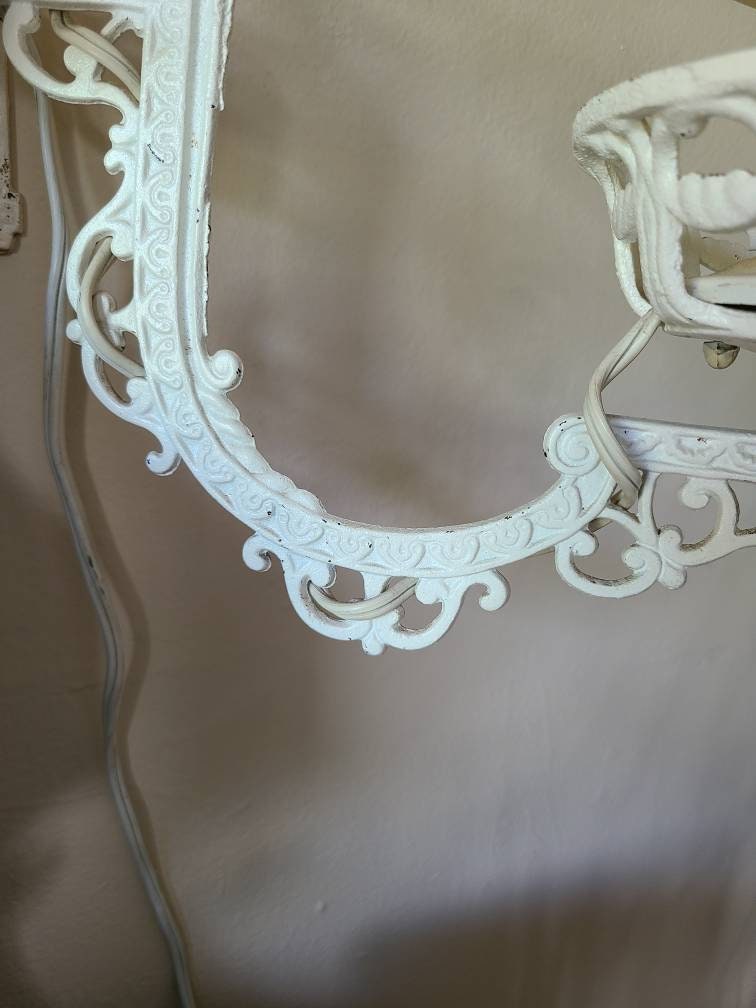 Victorian Repurposed Cast Iron Oil Lamp Holder and Light